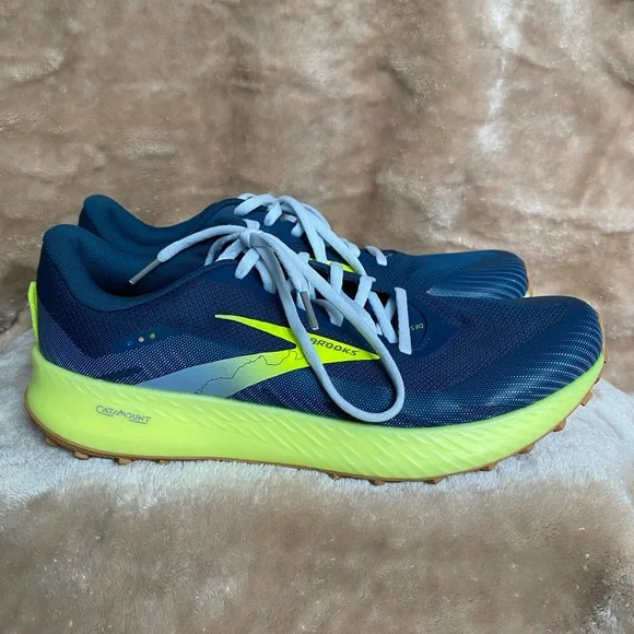 Brooks Catamount Navy Volt Ultralight Trail Running Shoes Mens 10.5 - Picture 1 of 8